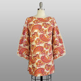 1960s Dress / 1960s Paisley Dress / 1960s Mini Dress / Bell Sleeve Mini Dress / Size Medium