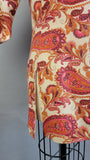1960s Dress / 1960s Paisley Dress / 1960s Mini Dress / Bell Sleeve Mini Dress / Size Medium
