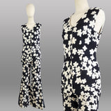 1960s Floral Pantsuit / Bellbottom Pantsuit / Mod Outfit / 1960s Flower Power / Mod Floral Outfit / Mod Black and White / Size Small