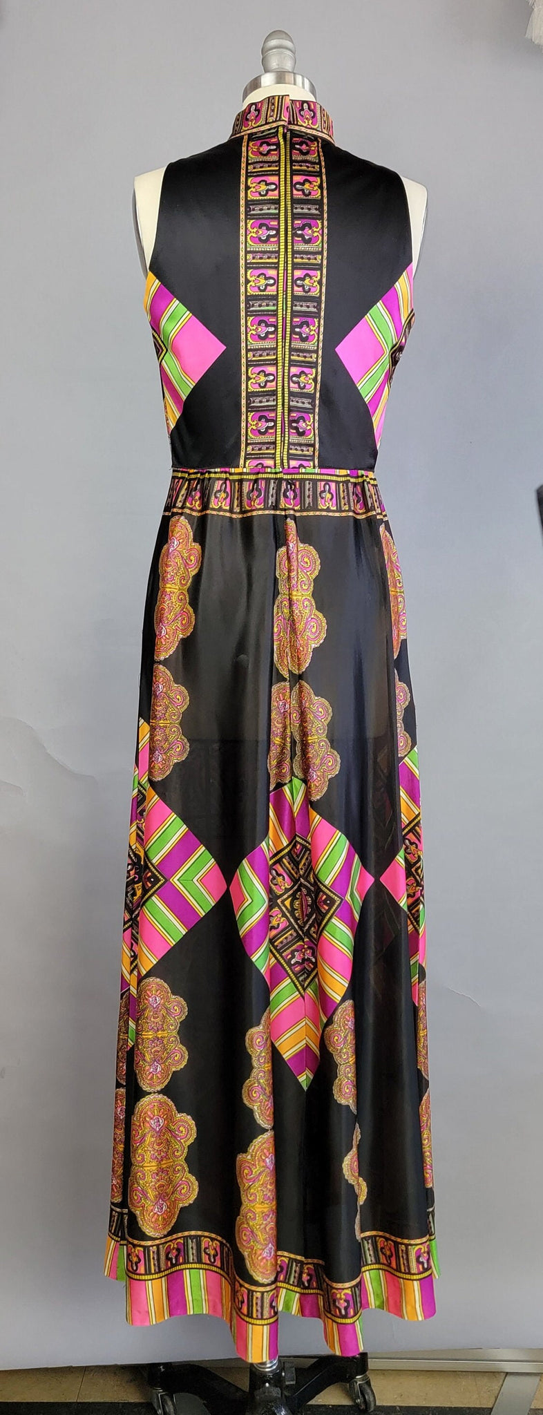 sixties maxi dresses 1960s Dress / 1960s Maxi Dress / 1960s Hostess Gown / Scarf Dress / Pa –  Off Broadway Vintage & Costumes