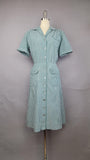 1940s Dress / 1940s House Dress / American Golfer Dress / Shirtwaist Dress / Seersucker Dress / Size Large