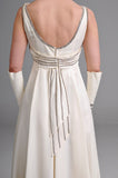 1950s Evening Gown / 1950s Party Dress / 1950s Wedding Dress / 1950s Ivory Silk Taffeta and Rhinestone Gown // Small