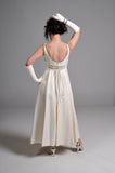 1950s Evening Gown / 1950s Party Dress / 1950s Wedding Dress / 1950s Ivory Silk Taffeta and Rhinestone Gown // Small