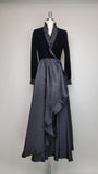 1970s Albert Capraro Gown / Couture Gown / Black Velvet Dress / Ruffle Gown / Size Small