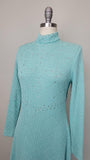1970s Turquoise Dress / Lurex Dress / Blue Evening Dress / Knit Maxi Dress / Disco Dress / Studio 54 Dress / Size Extra Large- XL