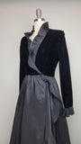 1970s Albert Capraro Gown / Couture Gown / Black Velvet Dress / Ruffle Gown / Size Small