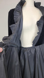 1970s Albert Capraro Gown / Couture Gown / Black Velvet Dress / Ruffle Gown / Size Small