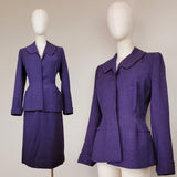 1940s Women's Suit / Purple Suit / 1940s Suit by Milgrim / Vintage Office Wear / Women's Suit / Size Small