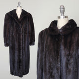 1980's Black Mink Coat / Full Length Black Mink Coat / Vintage Fur Coat / Size: Large