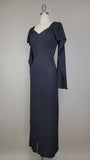 1930s Gown / Black Gown / Black Crepe Gown / Evening Dress / 1930s Evening Dress / Lace Illusion Dress / Size Small