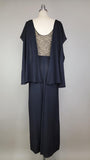 1930s Gown / Black Gown / Black Crepe Gown / Evening Dress / 1930s Evening Dress / Lace Illusion Dress / Size Small