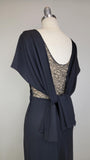 1930s Gown / Black Gown / Black Crepe Gown / Evening Dress / 1930s Evening Dress / Lace Illusion Dress / Size Small