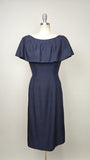 1950s Dress / 1950s Silk Dress by Edith Small / 1960s Cocktail Dress / Midnight Blue Dress / 1960s Sheath Dress / Size Small