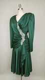 1980s Dress / 1980s Cocktail Dress / 1980s Party Dress / Green Party Dress / Size Medium Large