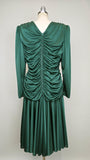 1980s Dress / 1980s Cocktail Dress / 1980s Party Dress / Green Party Dress / Size Medium Large
