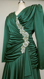 1980s Dress / 1980s Cocktail Dress / 1980s Party Dress / Green Party Dress / Size Medium Large