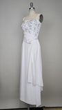1960s Gown / White Gown / Sequined White Gown / White Evening Dress / Alternative Bridal Gown / Size Small