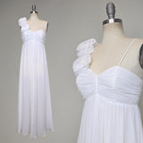 Chiffon Wedding Dress / White Chiffon Wedding Gown / Flowing White Dress / White Gown / Neiman Marcus Wedding Dress / Size Small