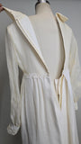 1960s Wedding Gown / William Cahill Wedding Dress / Floral Applique Gown / Wedding Dress w/ Collar / Size Small