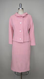 1960s Pink Suit / 60s Suit / Jackie Kennedy Suit / Pink Wool Suit / Size Large
