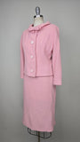 1960s Pink Suit / 60s Suit / Jackie Kennedy Suit / Pink Wool Suit / Size Large