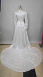1940s Wedding Gown / Satin Wedding Gown / Wedding Dress with Train /  Beaded Wedding Dress /Vintage Wedding Dress / Size Small