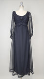 1960s Gown / Beaded Gown / Chiffon Gown / 1960s Party Dress / 1960s Eveningwear / Size Small Medium