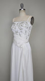 1960s Gown / White Gown / Sequined White Gown / White Evening Dress / Alternative Bridal Gown / Size Small