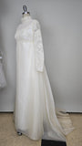 1960s Wedding Gown / Watteau Train / White Lace Wedding gown /  Wedding Dress / Bridal Gown / Size Medium