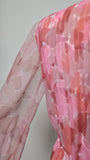1960s Gown / Carrie Couture / Double Print Chiffon / Chiffon Gown / Pink Evening Dress / Pink Camo Print / Pink Gown / Size Small