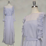 1980s Jill Richards Gown / Chiffon Gown / Gray Evening Dress / Gray Gown / Formal Dress / Size Medium Large
