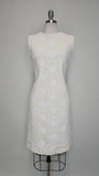 1960s Anne Fogarty Dress / White Dress / Floral Dress / Sheath Dress / Size Medium