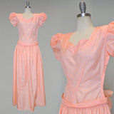 1940s Gown / Pink Taffeta Gown / 1940s Formal Dress / Size Medium