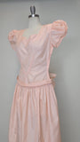1940s Gown / Pink Taffeta Gown / 1940s Formal Dress / Size Medium