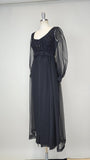 1960s Gown / Beaded Gown / Chiffon Gown / 1960s Party Dress / 1960s Eveningwear / Size Small Medium