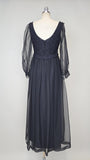 1960s Gown / Beaded Gown / Chiffon Gown / 1960s Party Dress / 1960s Eveningwear / Size Small Medium