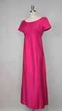 1960s Pink Gown / 1960s Formal Dress / Lorrie Deb Gown / Fuchsia Dress / Size Medium