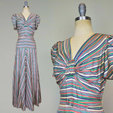 1940s Dress / Silk Ribbon Dress / 1940s Day Dress / Size Small