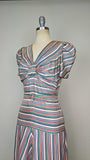 1940s Dress / Silk Ribbon Dress / 1940s Day Dress / Size Small