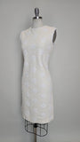 1960s Anne Fogarty Dress / White Dress / Floral Dress / Sheath Dress / Size Medium