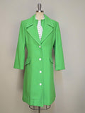 1960s Dress Set / Dress With Matching Coat / 1970s Dress / Kelly Green Coat / Green Dress Set / Size XL Extra Large