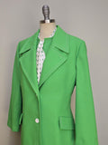 1960s Dress Set / Dress With Matching Coat / 1970s Dress / Kelly Green Coat / Green Dress Set / Size XL Extra Large