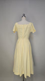 1950s Dress / Fit And Flare Dress / Yellow Dress / Cotton Day Dress / Size Small