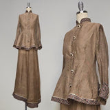 Women's 1900s Suit / Edwardian Walking Suit / Women's Edwardian Suit / Women's Early 1900s Clothing / Linen Suit / Size Small