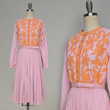 1960s Dress / Anne Klein Dress / Shirtwaist Dress / Pink Dress / Floral Dress / junior sophisticates / Fit & Flare Dress / Size Small