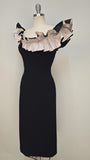 1960s Dress / Little Black Dress / 1960s Cocktail Dress / Jean f California / Statement Collar / Size Small