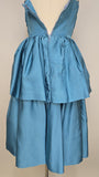 1950s Strapless Dress / 1950s Party Dress / 1950s Cocktail Dress / Blue Strapless Dress / Turquoise Dress / Size Extra Small