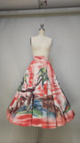 1950s Circle Skirt / Hand Painted Mexican Skirt / Mexican Tourist Skirt / Novelty Skirt / Size Small - Medium - Large