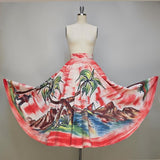 1950s Circle Skirt / Hand Painted Mexican Skirt / Mexican Tourist Skirt / Novelty Skirt / Size Small - Medium - Large