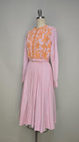 1960s Dress / Anne Klein Dress / Shirtwaist Dress / Pink Dress / Floral Dress / junior sophisticates / Fit & Flare Dress / Size Small